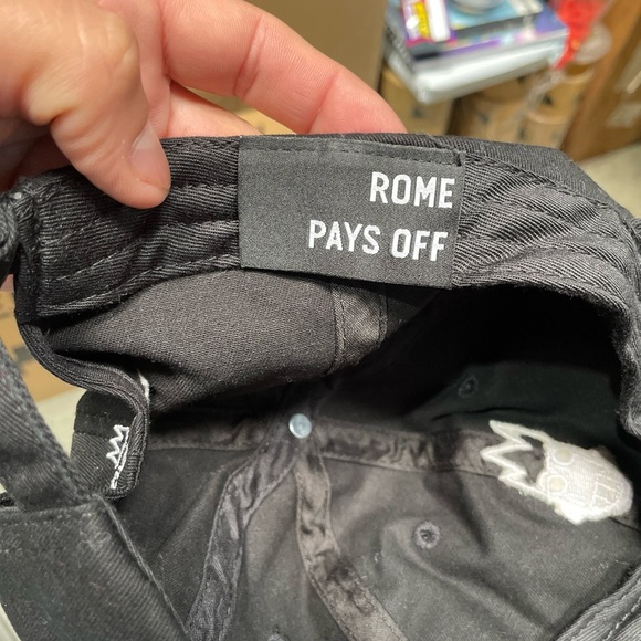 Jean-Michael Basquiat Hat- Rome Pays Off- Black Rare Baseball Cap Cotton - Picture 7 of 8